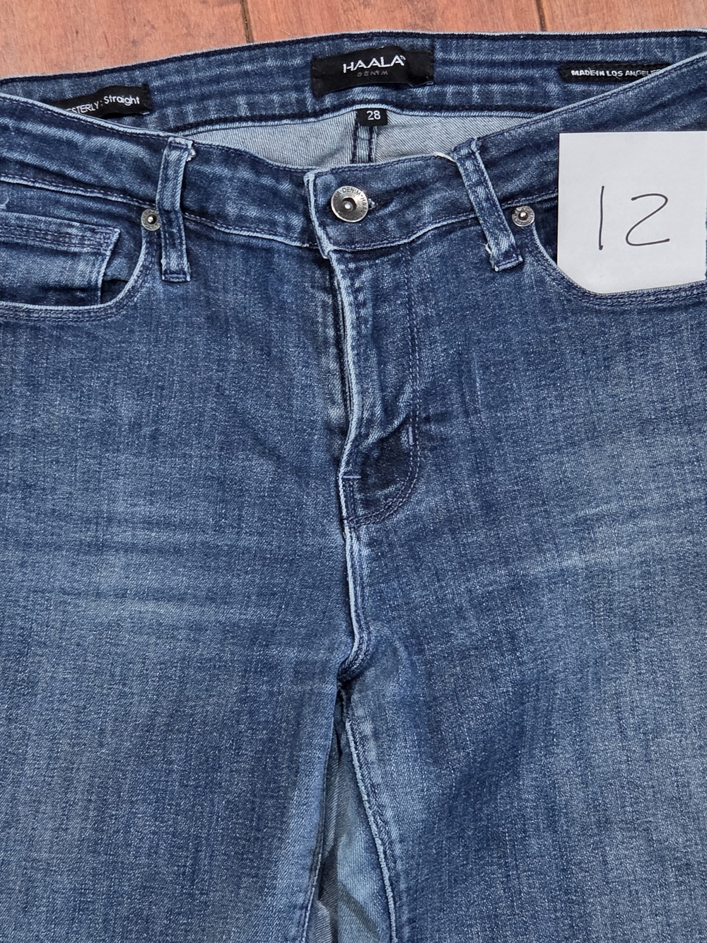 Haala Women's Straight Leg Jeans in Medium Blue